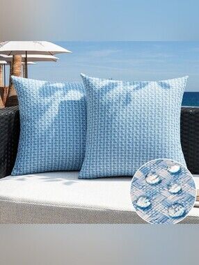 Outdoor Water-Resistant Waffle Texture Throw Pillow Covers-16 X 16